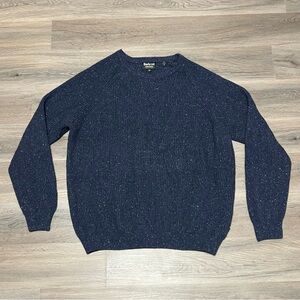 Barbour International XXL Crewneck Jumper Sweater Blue Wool Silk Italy Made